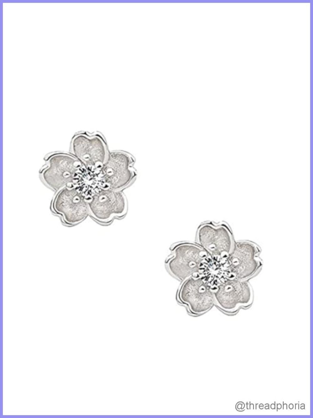Flower Stud Earrings Sterling Silver Cubic Zirconia Hypoallergenic Push Back